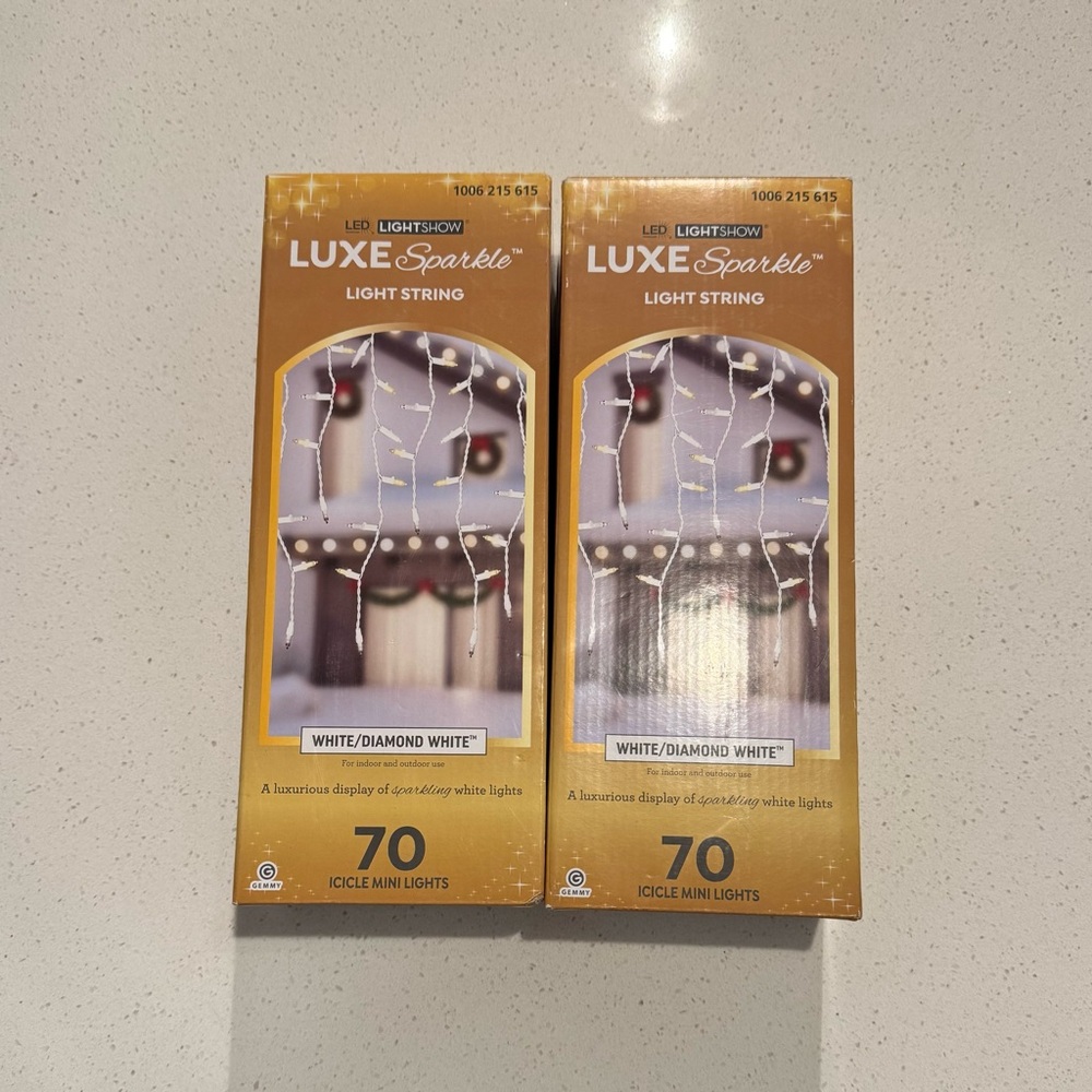 2 Gemmy LED Lightshow Luxe Sparkle 70 White Diamond White Icicle Mini Lights new